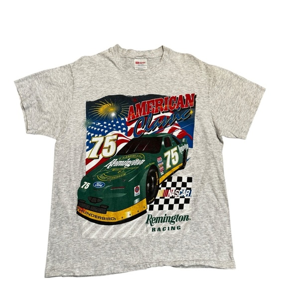 Vtg 1996 NASCAR American Classic Remington Racing All Over Print Large 2 sided - Picture 1 of 6